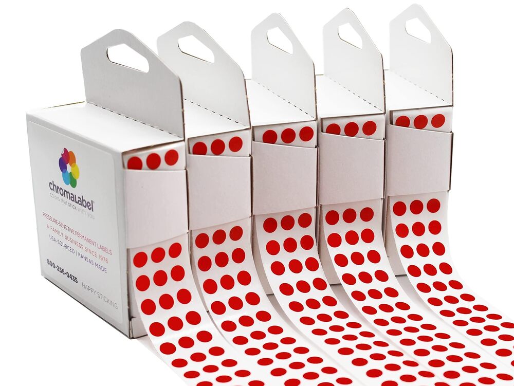 1607 0.25 Inch Standard Red Permanent Adhesive Color Code Dot Label Kit